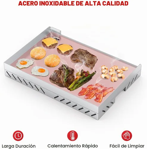 Vista 5 de Stanbroil Plancha Universal de Acero Inoxidable con Refuerzo Cruzado de Calor Uniforme para Parrillas BBQ de Carbón/Gas, Camping, Tailgating