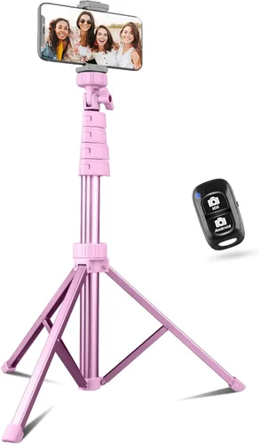 Vista 12 de SENSYNE Trípode de teléfono de 62 pulgadas y palo para selfie, soporte extensible para teléfono celular con control remoto inalámbrico y soporte