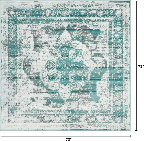 Vista 391 de Unique Loom Sofia Collection - Alfombra de área - Salle Garnier (3' 3" x 5' 3" Rectángulo, Turquesa/Azul)
