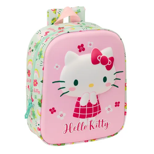 Vista 2 de Mochila Escolar Hello Kitty Verde Rosa 22 x 27 x 10 cm 3D