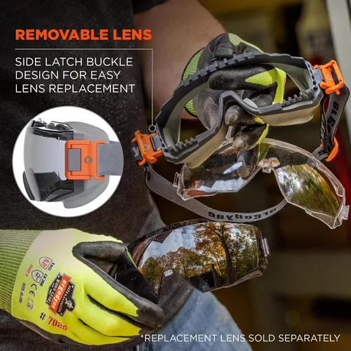 Vista 5 de Ergodyne Skullerz MODI - Gafas de seguridad protectoras OTG, ventilación indirecta, antiniebla, resistentes a los arañazos