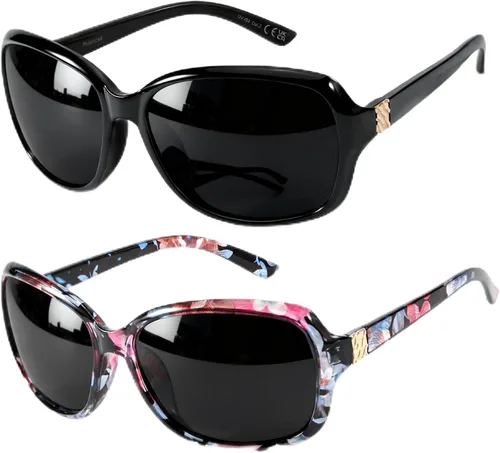 Vista 48 de SIPHEW - Gafas de sol polarizadas para mujer, gafas de sol cuadradas clásicas para mujer con protección UV Gafas de sol polarizadas negras A01