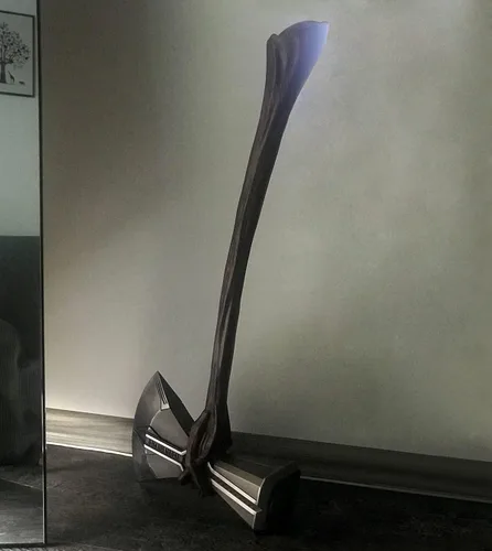 Vista 6 de Gmasking 2019 - Martillo de metal para cosplay de mitología nórdica base de soporte