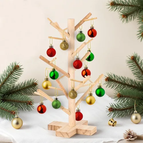 Vista 15 de Árbol de exhibición de adornos navideños de 32 pulgadas, centros de mesa para mesas, soporte para árbol de adornos de mesa, árbol artificial de mesa