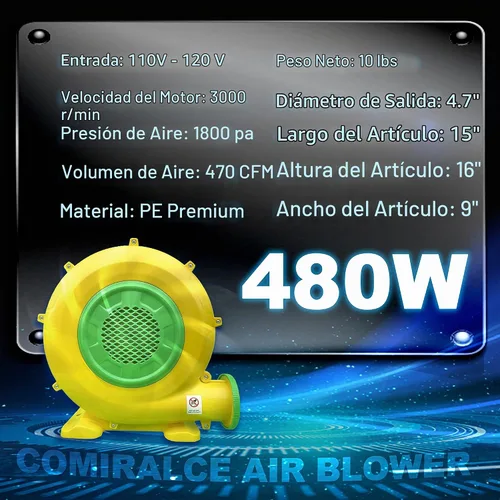 Vista 2 de CoMiracle - Sopladores de aire inflables de 480 W, castillo inflable para exteriores y toboganes de salto