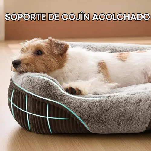 Vista 2 de Bedsure Cama Lavable para Perro Tamaño Pequeño Mediano - Cama Rectangular Esponjosa de Felpa para Mascotas Cama para Cachorro, Cómoda Pana de Forro