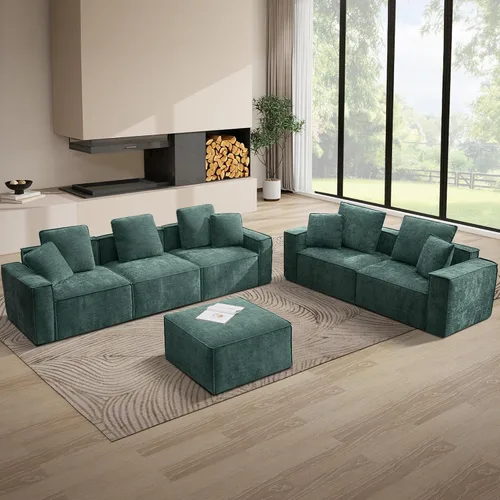 Vista 11 de WILLOVE Juego de sofá modular modular, sofá nube de felpilla con reposabrazos anchos y 8 almohadas, sofás de asiento profundo para sala de estar, 4
