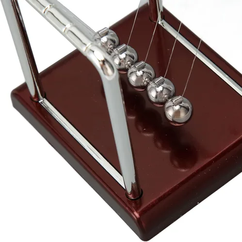 Vista 7 de Bolas de equilibrio de cuna de Newtons de 5 cuentas grandes, artilugio de ciencia y física, decoración de escritorio, péndulo de equilibrio