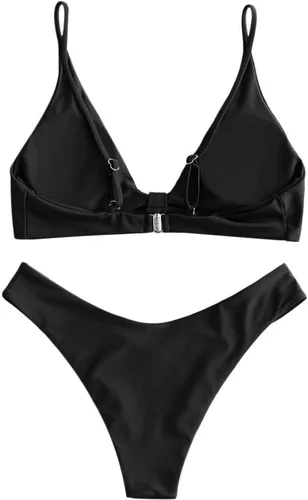 Vista 5 de ZAFUL - Conjunto de bikini de corte alto con nudo frontal y tirantes delgados para mujer
