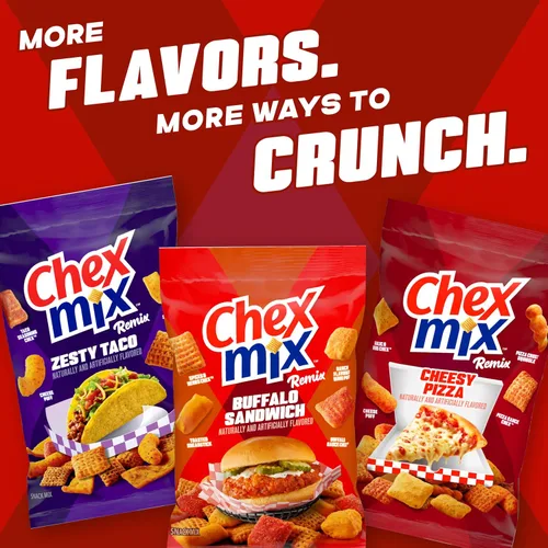 Vista 7 de Chex Mix Remix - Mezcla de bocadillos de pizza con queso, tamaño familiar