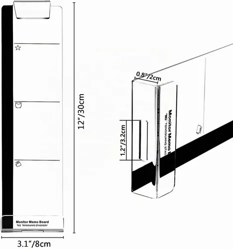 Vista 7 de Tableros de notas para monitor para computadora, juego de 2 (izquierda y derecha) multifunción de acrílico para recordatorio, panel lateral, soporte
