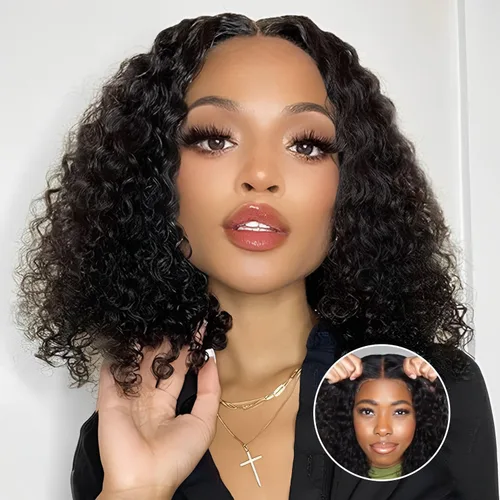 Vista 17 de Peluca Bob sin pegamento de llevar y usar cabello humano liso, 6x4 precortada con encaje HD sin pegamento, prearrancada, pelucas con cierre frontal