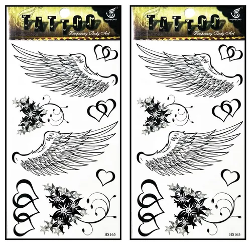Vista 20 de Tatuajes 2 hojas azul rosa serpiente dragón calavera ala temporal tatuajes arte corporal pegatinas falsas impermeables extraíbles