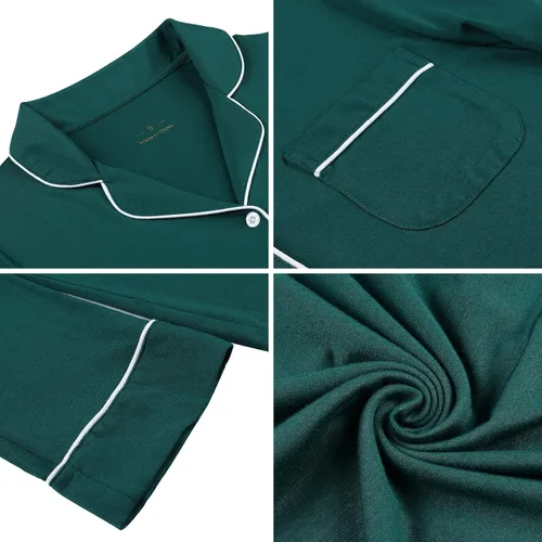 Vista 58 de Samring Camisón de pijama para mujer, manga corta/larga, con botones, camisón para dormir, camisón para novio, talla XXL