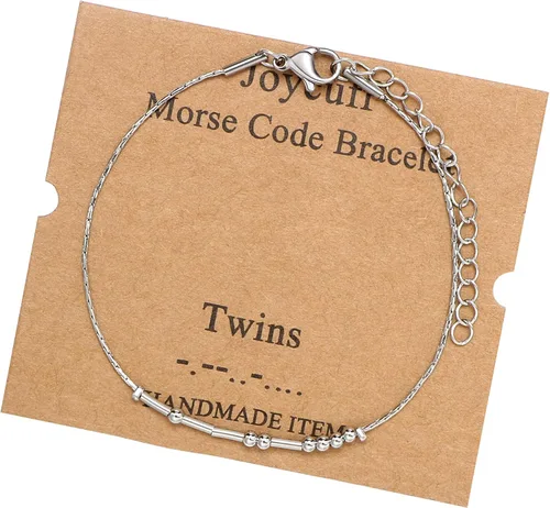 Vista 24 de JoycuFF Pulseras inspiradoras de código morse para mujeres, cuentas de plata, joyería con mantra de motivación, regalos para ella