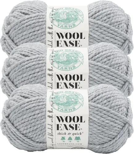 Vista 161 de Lion Brand Yarn - Ovillo de lana Wool-Ease Thick & Quick color fuerza aérea Super Bulky Wool Acrylic Blend Fiber for Soft Hats, Sweaters, Chunky