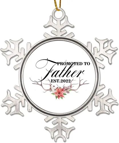 Vista 10 de Adorno de Navidad Promoted to Mommy para niños y bebés, decoración de Navidad de 3 pulgadas, copo de nieve de metal, adorno de árbol de Navidad