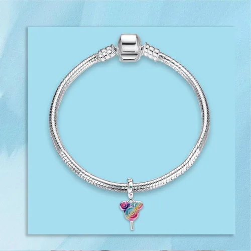 Vista 150 de Dijes de plata de ley 925 de dibujos animados de pato, ratón, oso, elefante, dragón chino, cuentas colgantes para pulseras y collares, joyería
