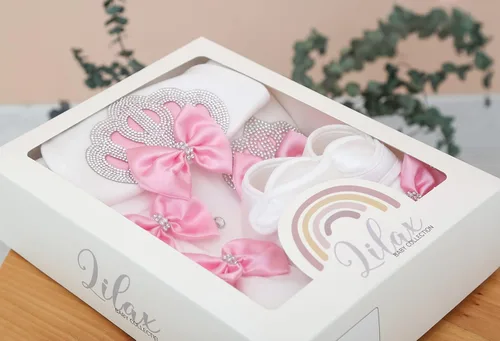 Vista 8 de Lilax Juego de regalo de 4 piezas para bebé niña recién nacida