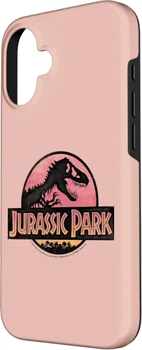 Vista 2 de Funda con logotipo degradado rosa para iPhone 16 Jurassic Park