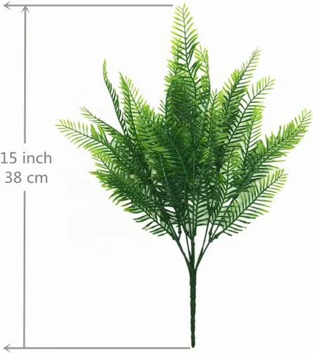 Vista 4 de CATTREE Arbustos artificiales, plantas de plástico, hierba de bambú, arbustos verdes falsos, hojas verdes, bodas, interiores, exteriores, hogar