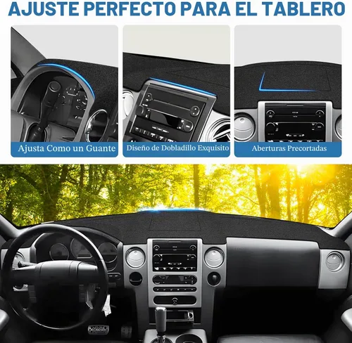 Vista 4 de FIILINES - Cubierta para salpicadero para Ford F150 2004-2008, tapete para tablero de instrumentos para accesorios F150, malla transpirable