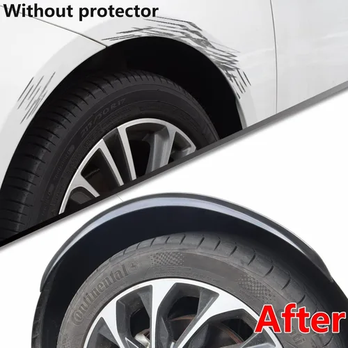 Vista 6 de AUTOXBERT 2 piezas universales negras para guardabarros de rueda de automóvil, camión, cejas, arcos de cejas, protector de arcos de rueda extra