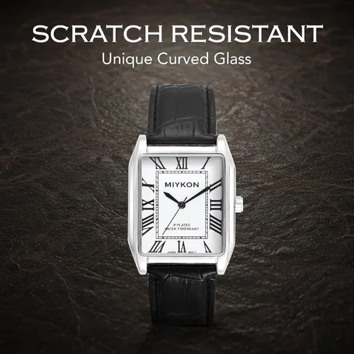 Vista 9 de Miykon Vintage Watches for Men Classic Tank Square Analog Watch with Genuine Leather Wrist Strap, Mens Dress Watches Japanese Quartz, Waterproof
