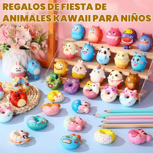Vista 4 de Halloscume 72 piezas de juguetes de levantamiento lento Kawaii Animal Donut