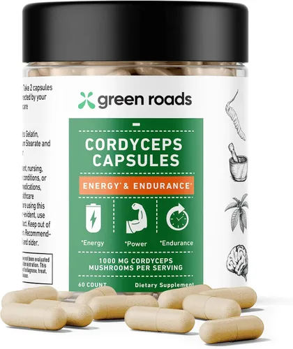 Vista 3 de Green Roads Cordyceps Energy & Endurance - Cápsulas de hongos (60 unidades)