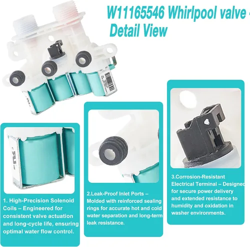 Vista 3 de Reemplazo de válvula de entrada de agua para lavadora de hidromasaje Kenmore Maytag W11165546 W11096267 Reemplazo de válvula de entrada de agua
