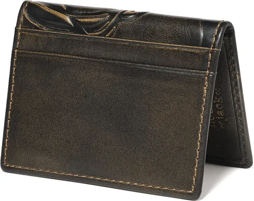 Vista 6 de HoJ Co. SKULL - Cartera delgada para tarjetas Funda plegable Cartera minimalista de bolsillo frontal Cuero de grano completo con acabado bruñido