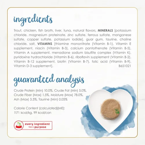 Vista 5 de Purina Fancy Feast Gourmet Naturals - Alimento húmedo en paté para gatos, sin cereales, receta de trucha y atún (paquete de 12 unidades) latas de 3