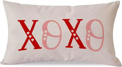 Vista 13 de XOXO - Fundas de almohada lumbares decorativas para el día de San Valentín, 12 x 20 pulgadas, de lino y algodón, para sofá, día de San Valentín