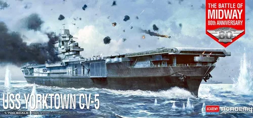 Vista 7 de Academy 14229 1/700 US Navy Aircraft Carrier CV-5 Yorktown Operation Midway Modelo de plástico