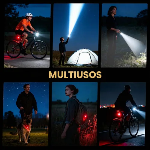 Vista 6 de Bike Light for Night Riding, 2000LM/1000LM Bicycle Headlight & Taillight, Multiple Modes,3000mAh/2000mAh USB C Rechargeable Waterproof LED Bright