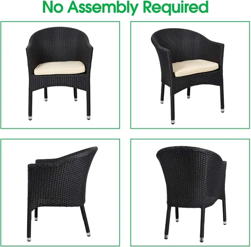 Vista 6 de TRY & DO Silla de comedor de mimbre de ratán para patio al aire libre con cojín suave extraíble, silla de comedor de ratán para interiores