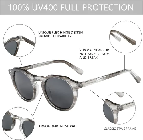 Vista 5 de ZENOTTIC Gafas de sol polarizadas redondas vintage para hombres y mujeres con protección UV400