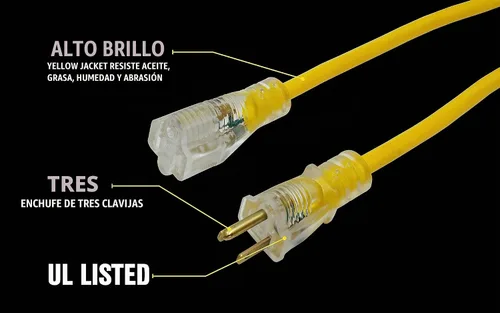 Vista 4 de Southwire Yellow Jacket Cable de Extensión para Trabajo Pesado - Alimentación Confiable para Exteriores para Herramientas y Equipos - Extremo