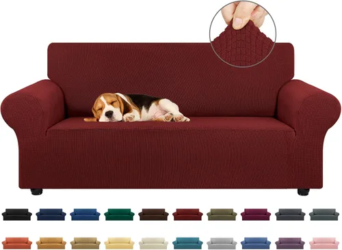 Vista 19 de KEKUOU Funda elástica para sofá biplaza, funda de sofá para sofá de 2 cojines (55-78 pulgadas), protector de muebles con parte inferior elástica