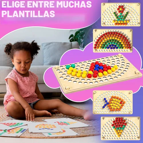 Vista 3 de Juguetes Montessori de aprendizaje de madera para niños pequeños