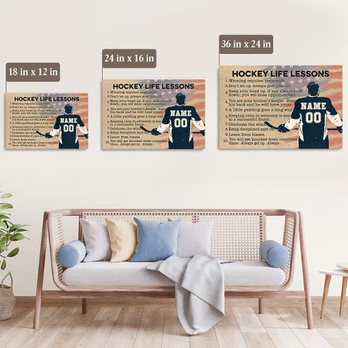 Vista 2 de Póster personalizado para jugador, hockey, motivacional, deportes, adolescentes, niños, lecciones de vida, bandera vintage, regalos de hockey