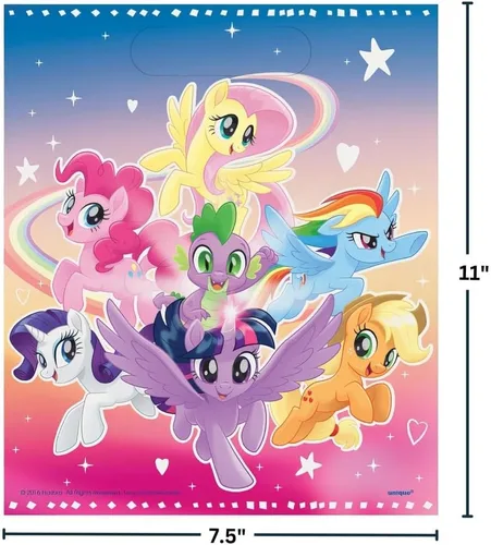 Vista 2 de Unique Colorful & Vibrant My Little Pony Loot Bags (8 piezas) – Material de primera calidad, tamaño perfecto para recuerdos de fiesta, ideal