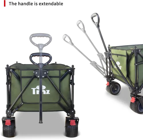 Vista 5 de TMZ Carro plegable de 445L extra grande para exteriores, carritos de servicio pesado plegables con ruedas grandes todo terreno, toldo y frenos