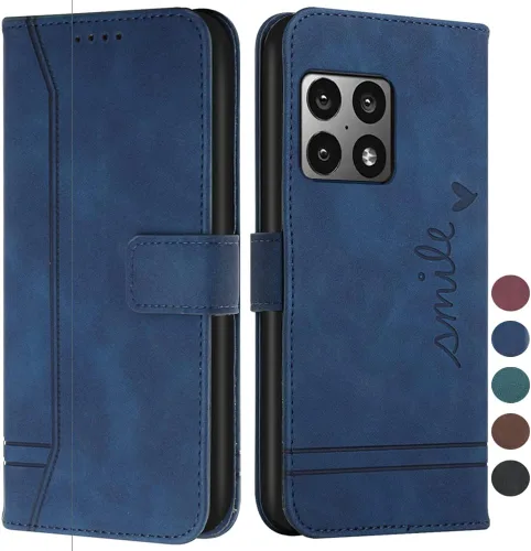Vista 10 de Funda tipo cartera para OnePlus 10 Pro, OnePlus 10 Pro con tarjetero de cuero con función atril, protección completa magnética compatible