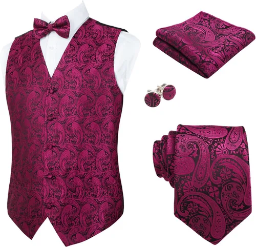 Vista 22 de Alizeal Conjunto de 4 piezas de chaleco floral con lazo y bolsillo cuadrado 185-champán