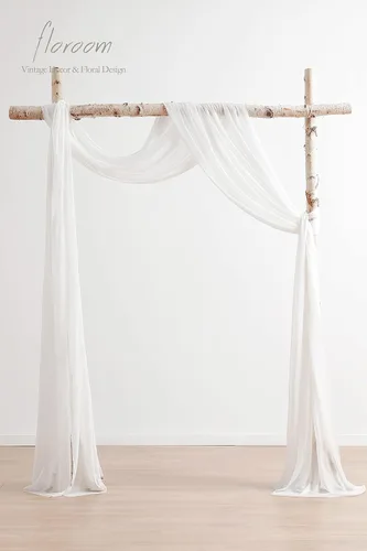 Vista 2 de Floroom Tela drapeada de arco de boda, 2 paneles de 19 pies, cortinas de tela de gasa blanca, decoración de ceremonia de boda, recepción
