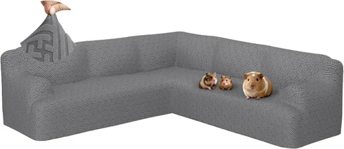 Vista 27 de Fundas para sofá seccional en forma de L de 1 pieza, fundas de esquina elásticas para sofá, funda de sofá antideslizante, lavable, fundas de sofá