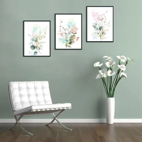 Vista 6 de Enartly Cuadros de flores, arte para pared, minimalista, simple, lienzo minimalista y simple, pinturas de plantas botánicas de eucalipto