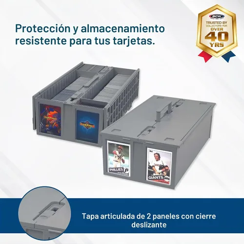 Vista 2 de BCW Contenedor de tarjetas coleccionable (individual, gris) Capacidad para hasta 1600 tarjetas Caja de almacenamiento de plástico para Pokémon